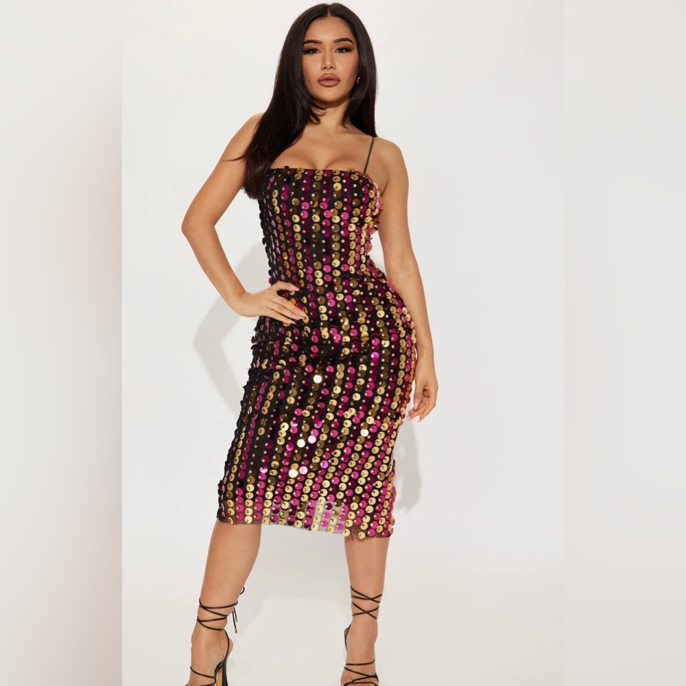 Fashion Nova Ayla Sequin Midi Dress